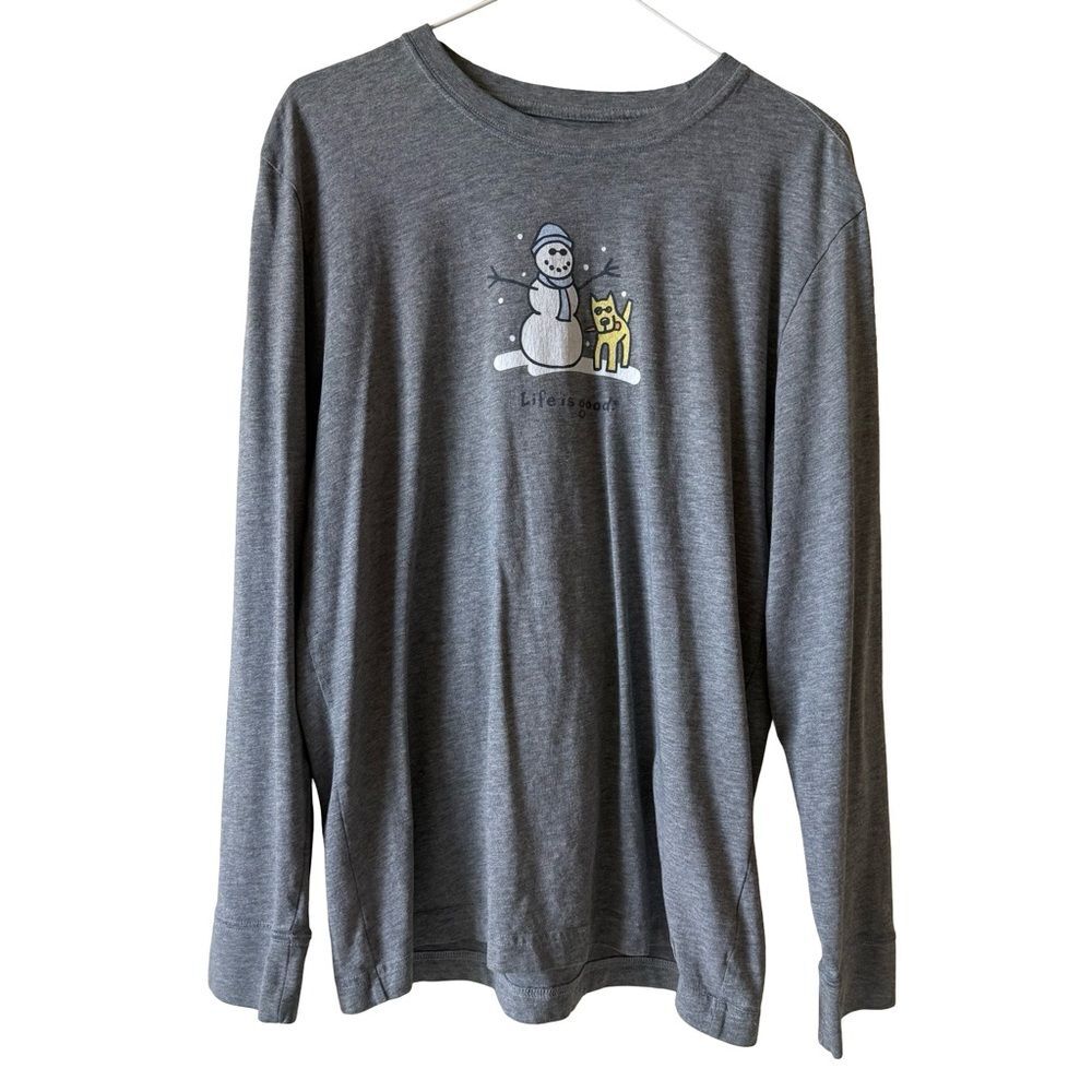 LIFE IS GOOD VINTAGE CRUSHER TEE  SNOWMAN AND ROCKET Dog SZ M